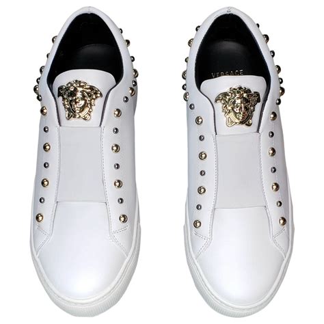 versace white studded boots